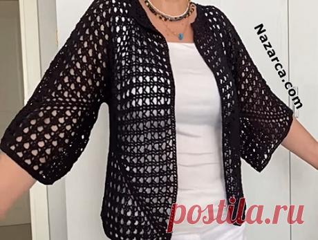 SİYAH BAHAR YELİ FİLELİ BAYAN HIRKA - Nazarca.com