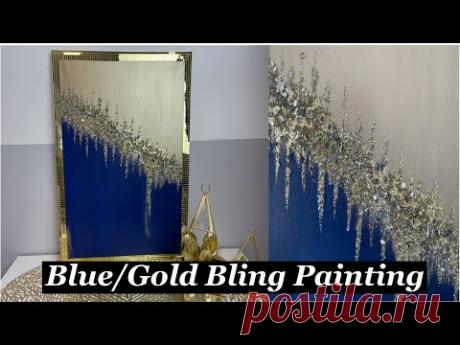 Blue/Gold Bling Painting