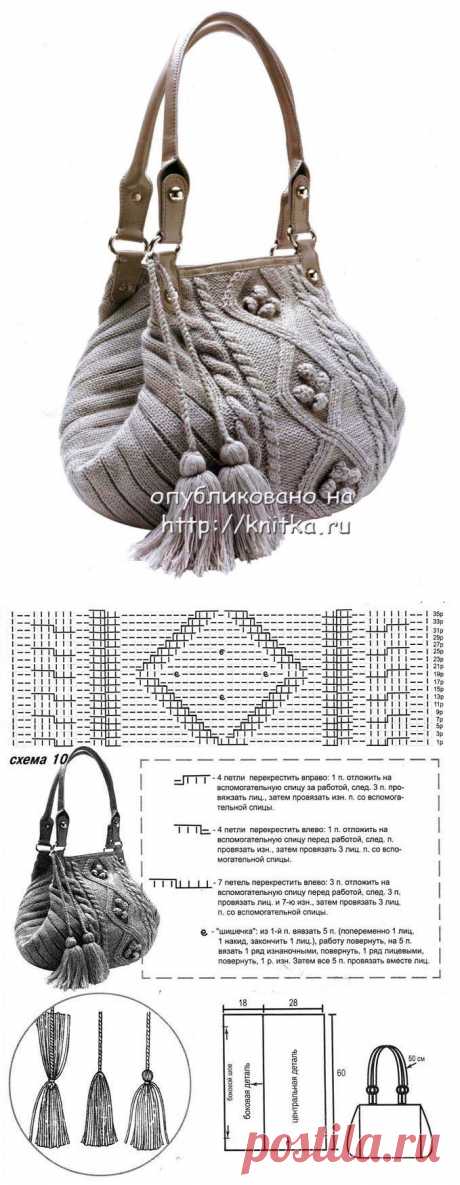 Очаровательная комбинированная, вязаная сумка. МК