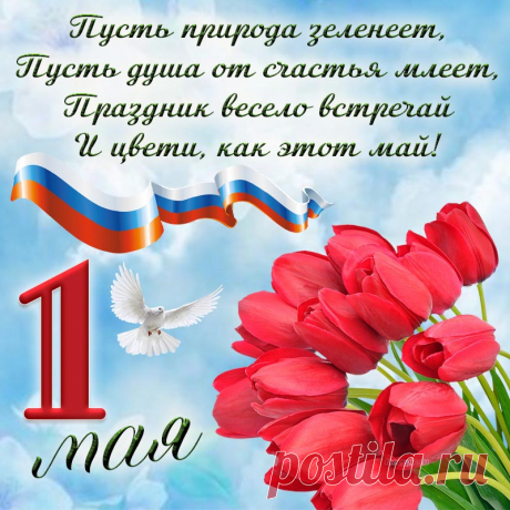 Первомай, чудесный праздник,
День весенний, яркий, радостный,
Счастья, легкости в труде,
Всего прекрасного в судьбе.