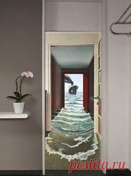 Фотообои на дверь в интерьере