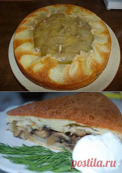 Заливной пирог с картофелем и грибами : Выпечка несладкая