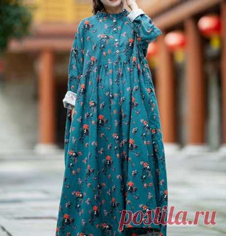 Women Cotton long dresses plus size boho maxi dress skater | Etsy