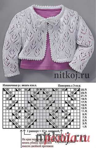 Ажурная кофточка спицами для девочки » Ниткой - вязаные вещи для вашего дома, вязание крючком, вязание спицами, схемы вязания