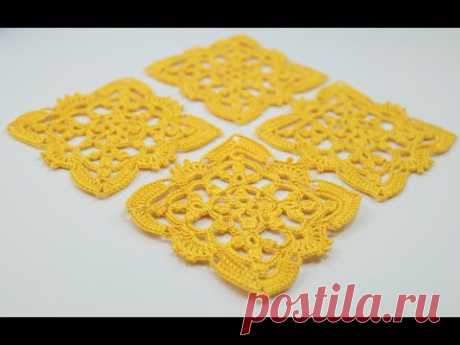 АЖУРНЫЙ КВАДРАТНЫЙ МОТИВ вязание крючком мастер-класс How to Crochet square motif схема вязания