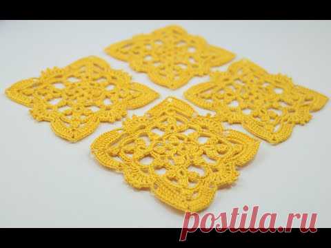 АЖУРНЫЙ КВАДРАТНЫЙ МОТИВ вязание крючком мастер-класс How to Crochet square motif схема вязания