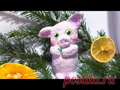 Поросенок своими руками Елочная игрушка своими руками из папье маше и яйца - YouTube