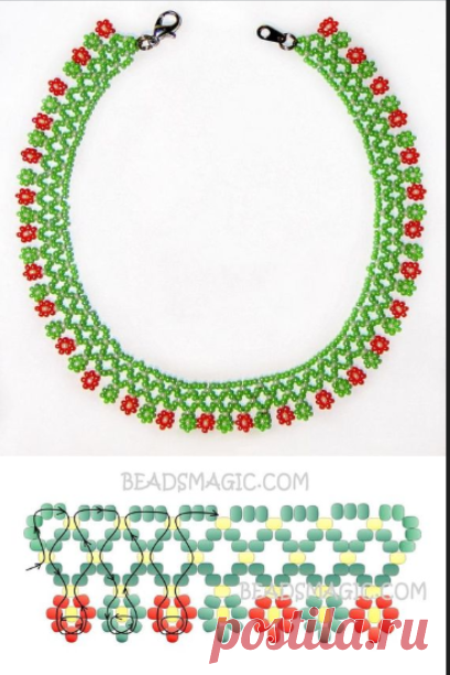 #колье #зелено #красное