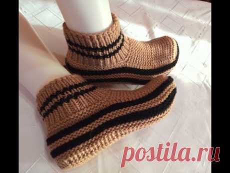 Плетени Терлици - Модел 12 (Knitted Slippers) (Тапочки спицами) (Patik) (Pantufas passo a passo)