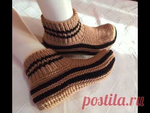 Плетени Терлици - Модел 12 (Knitted Slippers) (Тапочки спицами) (Patik) (Pantufas passo a passo)