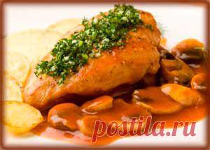 Рецепт приготовления курицы с грибами в остром томатном соусе