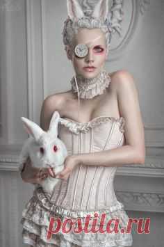 Stanislav Istratov - Fashion Photography - Fantasy - White Rabbit - Alice In Wonderland - Dream - Corset - Couture - Dark