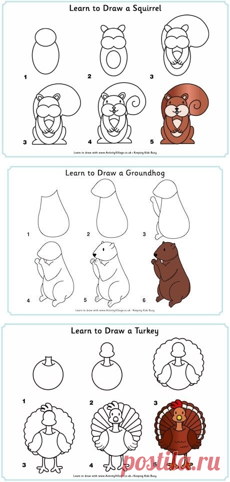Учимся рисовать животных - Поделки с детьми | Деткиподелки