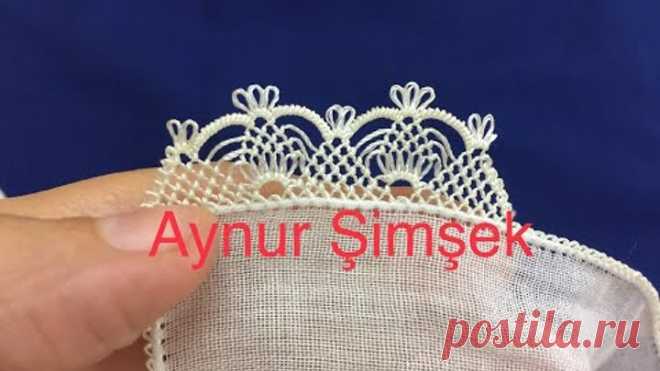 Yapımı sıralı olan havlu ve başörtü iğne oyası modeli /needle lace