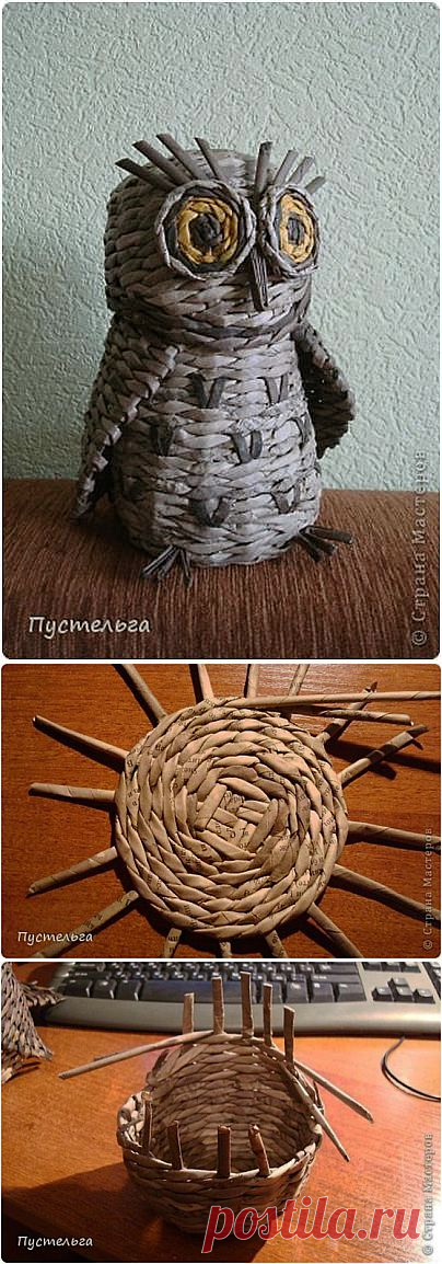 Плетение из газет. Шкатулка СОВУШКА.