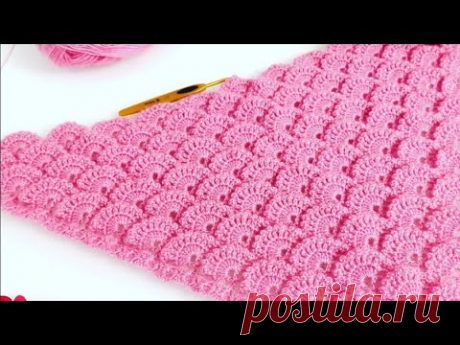 Шаль - бактус крючком "Веера"//Shawl - Crochet Bactus//Узор крючком "Веера"//Crochet pattern"