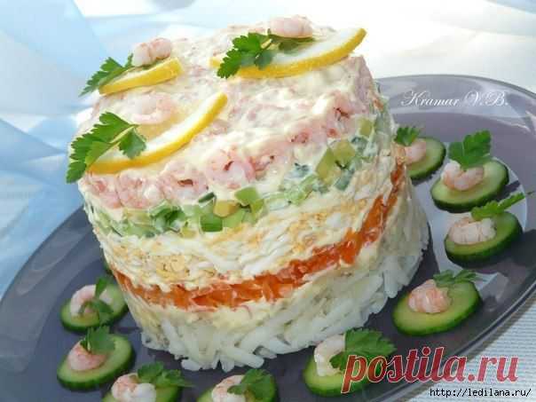 САЛАТ С КРЕВЕТКАМИ - ВКУСНО И КРАСИВО | Ваши любимые рецепты