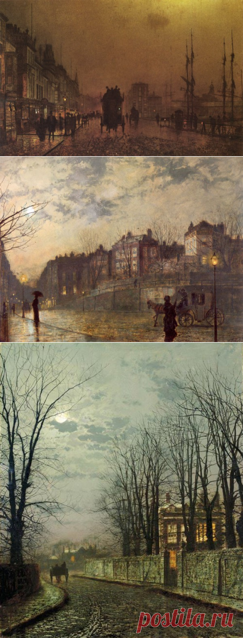 Художник John Atkinson Grimshaw. Ясная лунная ночь