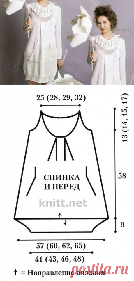 Платье-баллон с кармашком-кенгуру | knitt.net | Все о вязании