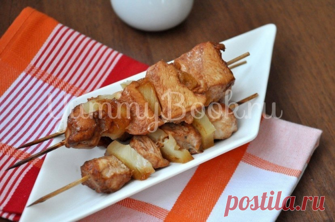 Куриное филе с ананасами на шпажках - простой и вкусный рецепт с пошаговыми фото