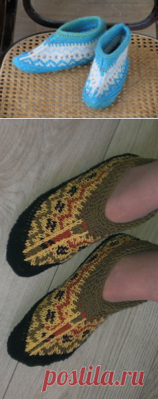 Жаккардовые мокасины в моем исполнении.