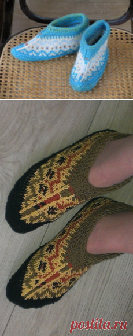 Жаккардовые мокасины в моем исполнении.