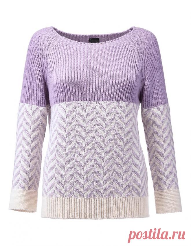 Свитер, глицин / не совсем белый, фиолетовый | MADELEINE