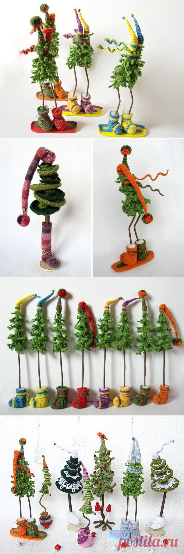 Christmas Craft идеи: смешно и мило крючком рождественские деревья | сделать ручной работы, вязание крючком, ремесло