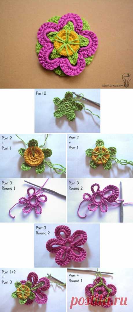 идея Ивана: Funky цветочный узор вязания крючком