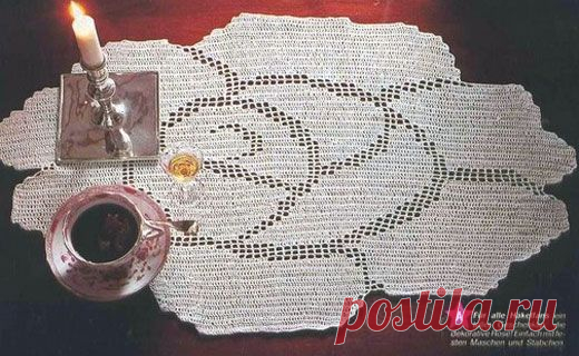 Филейный коврик-роза. Схема