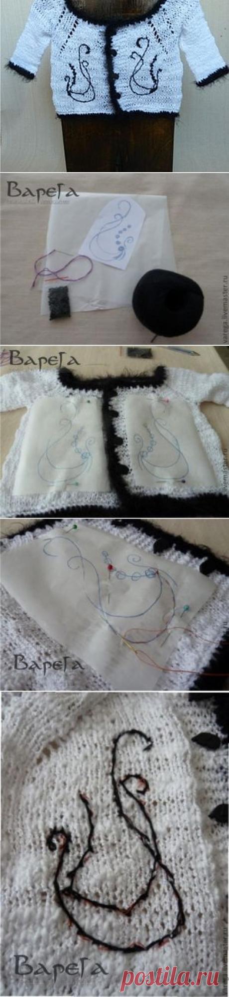 Вышивка по вязаному полотну - Ярмарка Мастеров - ручная работа, handmade
