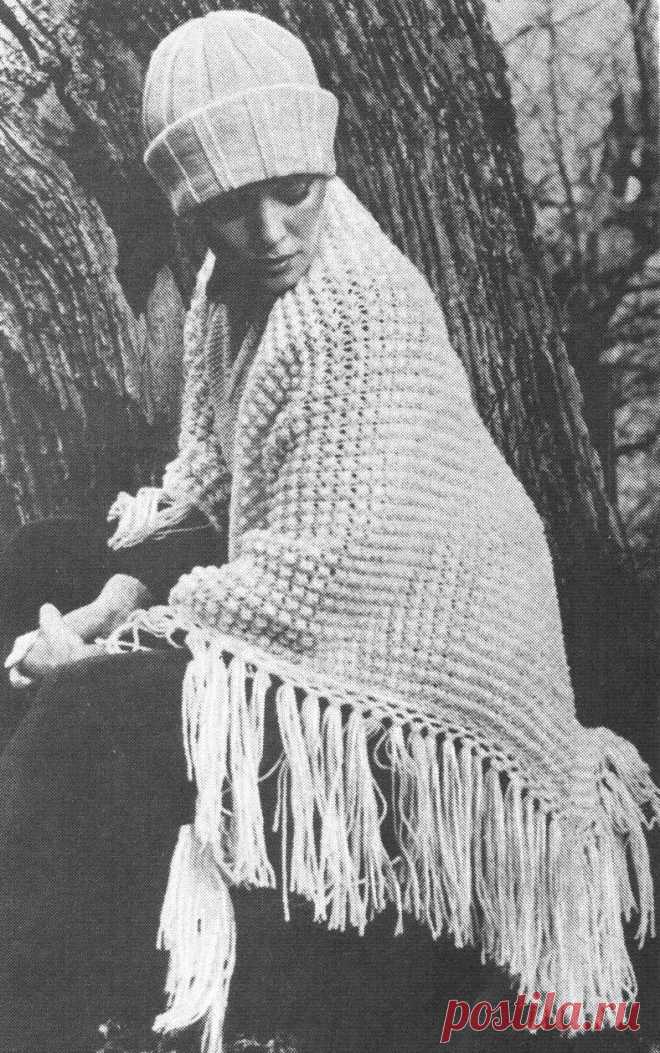 Треугольная шаль спицами