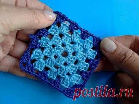 Вязание крючком - Урок 204- Квадрат 10 - Crochet square - YouTube