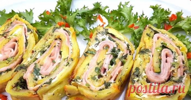 Картофельный рулет с ветчиной и сыром: очень вкусное горячее блюдо