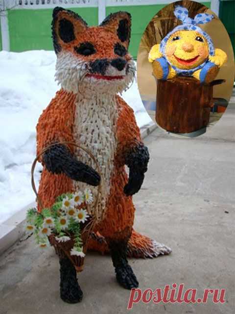 Фигурки для сада «Лиса и Колобок» из монтажной пены - Поделки для дачи - Женский Мир