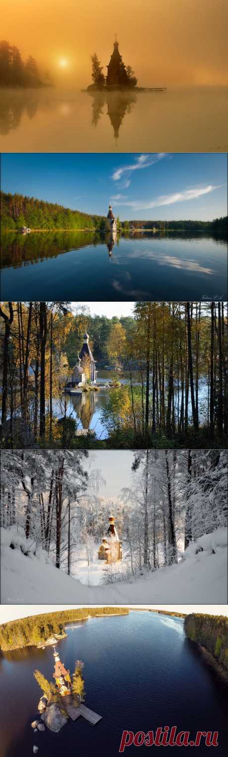 Уединенная церквушка на воде под Санкт-Петербургом