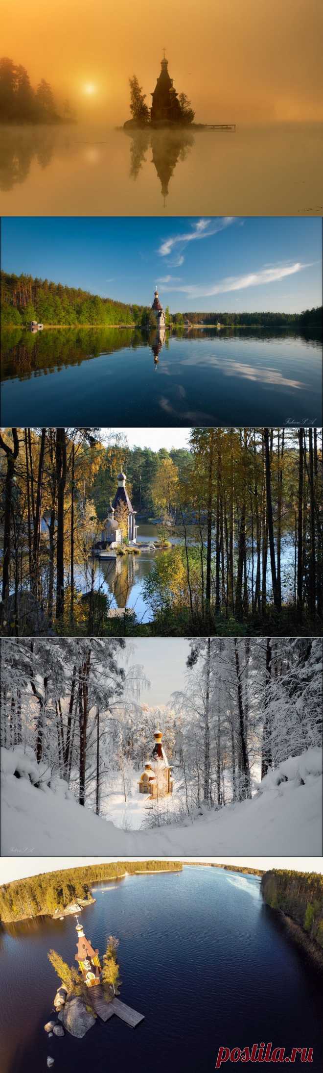 Уединенная церквушка на воде под Санкт-Петербургом