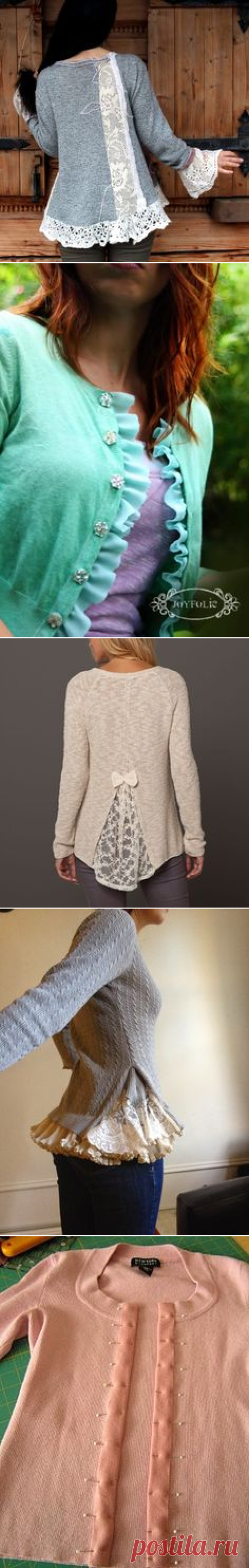 DIY:  Customizing a Cardigan Sweater | Kıyafet fikirleri | Свитера, Кардиганы и Свитера Кардиган