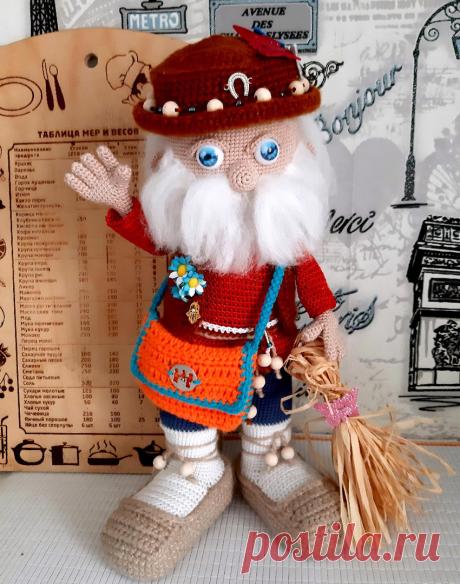 Смотреть фото Домовёнок Харитон крючком в разрешении 850x1080. Автор: Елена Несина. Бесплатная схема для вязания игрушки амигуруми крючком.