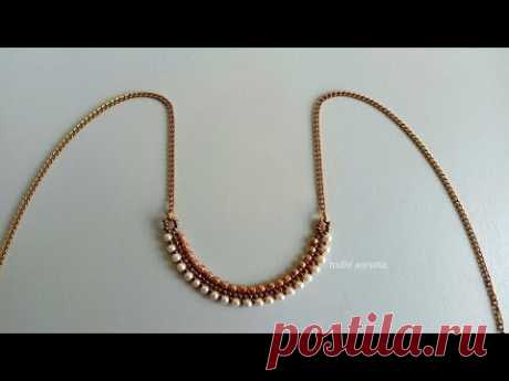 Cute & Delicate Mangalsutra Necklace/Beaded jewelery making at home/Tutorial diy