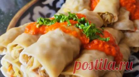 Уникальное блюдо узбекской кухни, блаженство. «Хамир Хасип» -голубцы в тесте. Вы также захотите такое приготовить на ужин - Будет вкусно - Медиаплатформа МирТесен