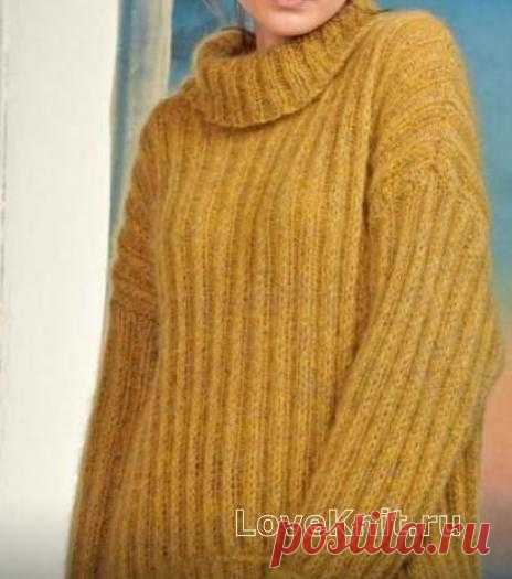 Свитер оверсайз с закругленной линией низа схема спицами » Люблю Вязать