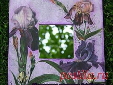 Зеркало - ключница &quot;Ирисы&quot;: изящный одношаговый кракелюр для фона - это просто! - Ярмарка Мастеров - ручная работа, handmade