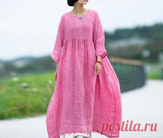 Women summer long dresses linen robe plus size dresses Prom | Etsy 【Fabric】 linen 【Color】 pink, creamy yellow 【Size】 M; Shoulder width is not limited Shoulder + sleeve 49cm/ 19 Bust 130cm/ 50 length 122cm / 48  L; Shoulder width is not limited Shoulder + sleeve 51cm/ 20 Bust 140cm/ 54 length 132cm / 51  Washing & Care instructions: -Hand wash or gently machine