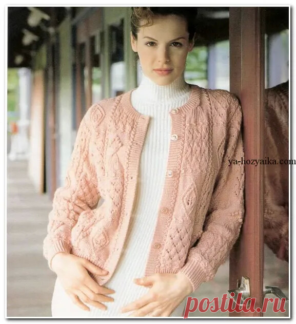 Кофта на пуговицах спицами