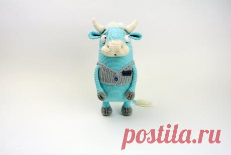 Голубой бычок. Мастер-класс | Toylesson - Мастер-классы Анжелы Феклиной по вязанию игрушек крючком