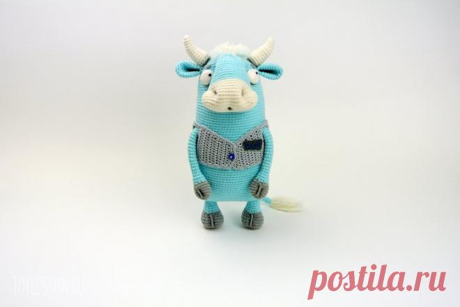 Голубой бычок. Мастер-класс | Toylesson - Мастер-классы Анжелы Феклиной по вязанию игрушек крючком