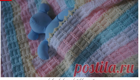 Вязание крючком. Плед "полосатое чудо"- очень нежный.