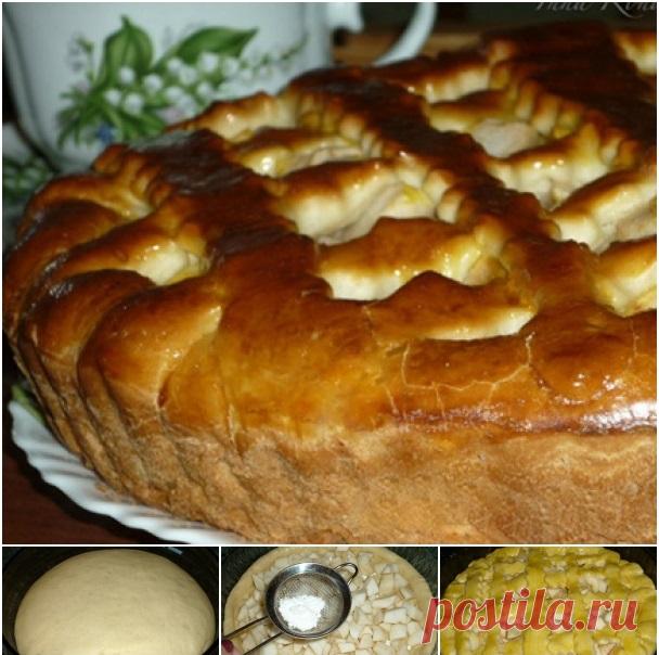 Открытый яблочный дрожжевой пирог