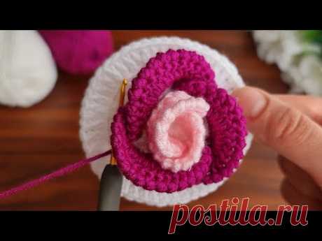 INCREDIBLE 🥰 BEAUTIFUL 3D🌷Very easy crochet rose flowers making for beginners.